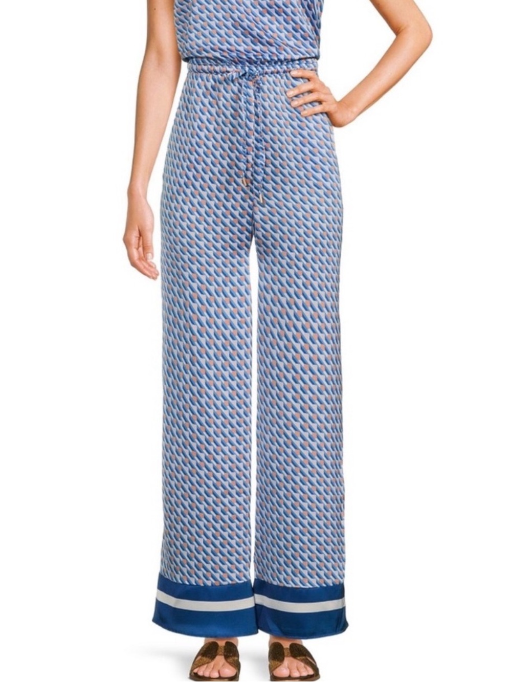 Skies Are Blue Wide-Leg Printed Blue Jumpsuit